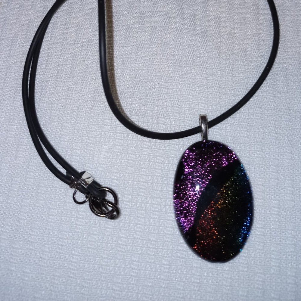 Dichroic Glass Hippie Bohemian Pendant Necklace